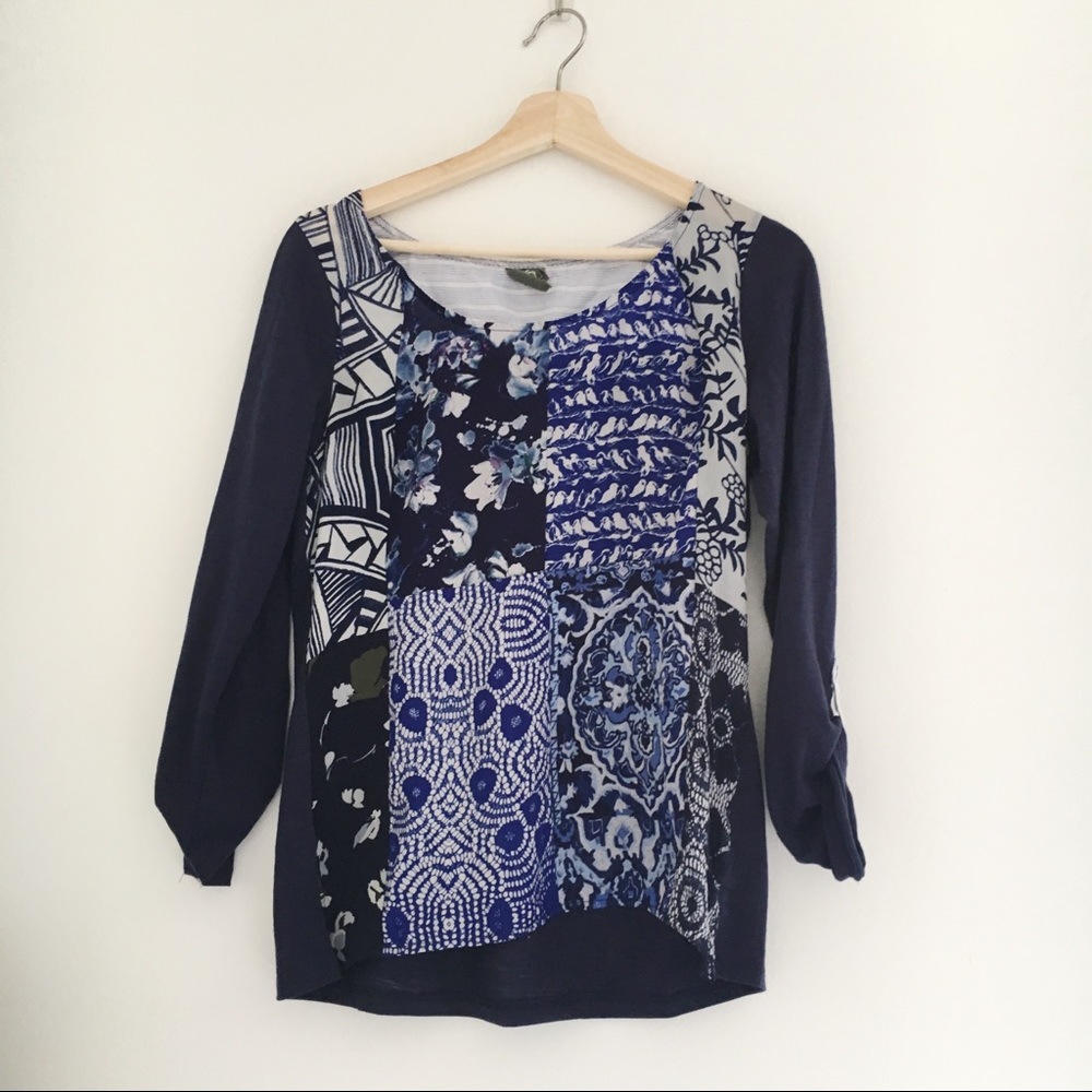 Anthro One September Milieu Patchwork Top Small
